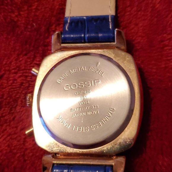 Gossip GSP828 Womens Chronograph Watch Rose Gold Blue Croco Leather Band Analog - Picture 6 of 10